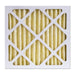 Grid-patterned air filter with pleated design on a white background