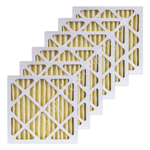 Set of six air filters with a grid pattern on a white background