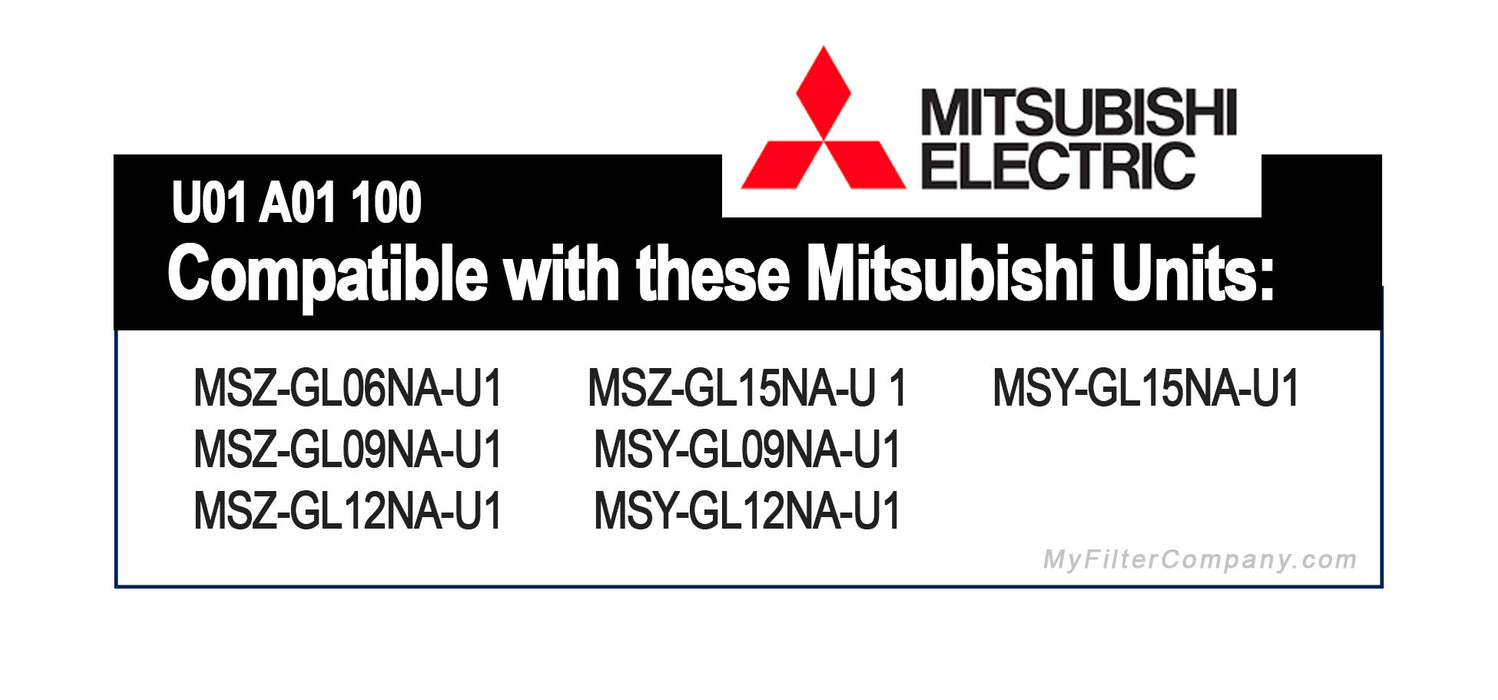 Mitsubishi U01 A01 100 Nano Platinum Mini Split Filter 2-Pack