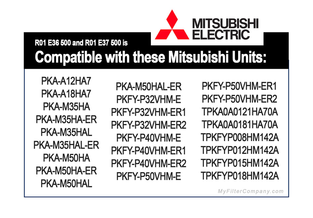 Mitsubishi Electric R01 E36 500 and R01 E37 500 Mini Split Filter 2-Pack