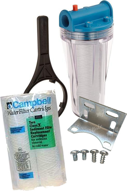 Campbell 1PS-B Sediment Filter w/Pressure Release and Installation Bracket + Extra Filters